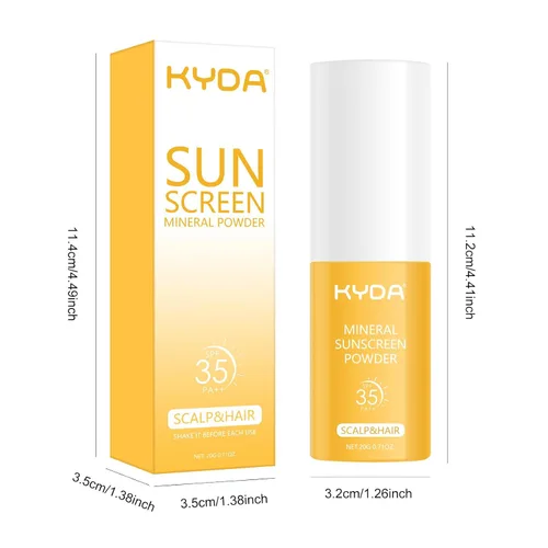 Miniatura 10 de KYDA Champú seco en polvo SPF 35, 0.71 onzas de tamaño de viaje Mineral Scalp Sunscrren Champú seco para mujeres y hombres, sin aerosol, champú