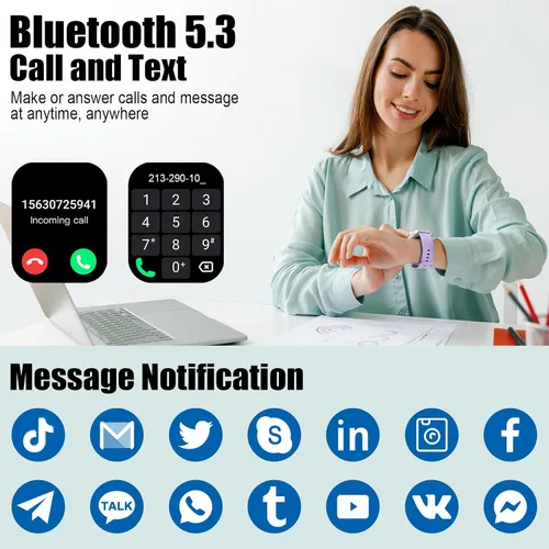 Miniatura 2 de Reloj inteligente para hombres y mujeres, 1.96 pulgadas, reloj para correr (respuesta/hacer llamadas), IP68 impermeable, podómetro, monitor