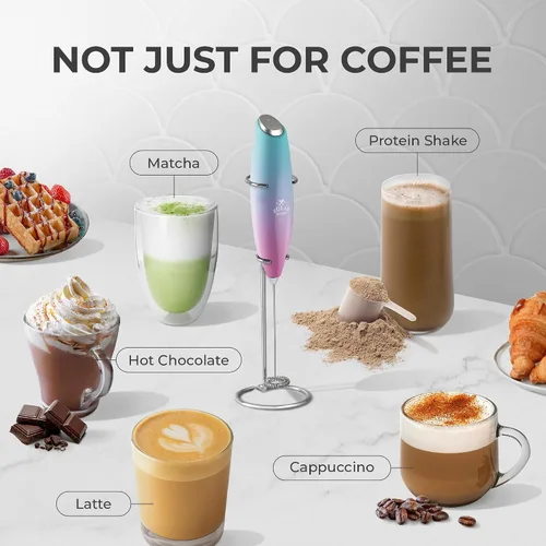 Miniatura 493 de Zulay Milk Boss Espumador de leche potente manual, hace espuma para latte, batidor para mezclar bebidas, café, miniespumador para capuchino, frappé