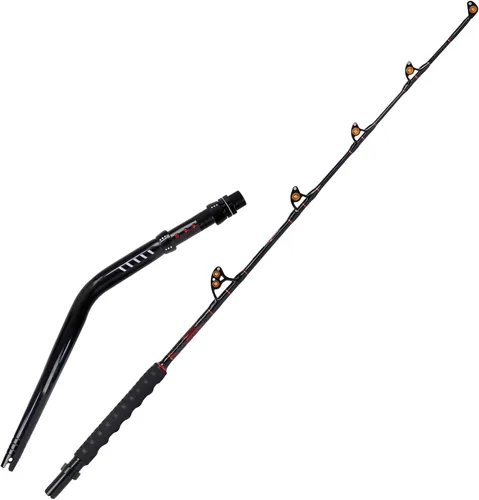 Miniatura 2 de Fiblink Bent Butt Trolling Rod 2 piezas de agua salada en alta mar caña de pescar Big Game Roller Rod Polo de barco convencional
