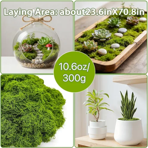 Miniatura 4 de Musgo verde falso – Musgo artificial para plantas de interior, imitación para manualidades, decoración de jardín de hadas de bricolaje, centros