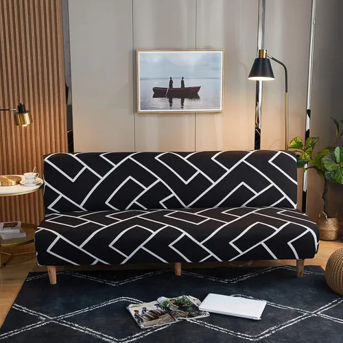 Miniatura 17 de ele ELEOPTION Funda de Sofá Cama sin Brazos Triangular Gris Funda Deslizable Elástica Fundas de Sofá Plegable Fundas de Sofá Fundas de Futón