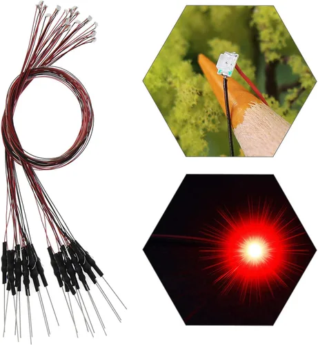 Miniatura 21 de L0603B 20pcs pre-cableado SMD LED 0603 Bule Diodo emisor de luz 12V Micro Litz Cable Cable Longitud 7.8 pulgadas (7.9 in) para DIY Manual