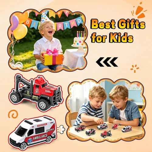 Miniatura 7 de Juego de 6 vehículos de rescate de emergencia fundidos a presión en miniatura, juguetes de ambulancia, helicópteros para niños pequeños de 1, 2
