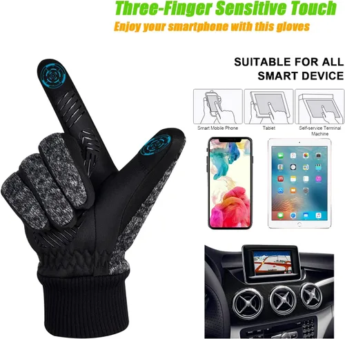 Miniatura 4 de MOREOK Guantes de invierno -10F 3M Thinsulate guantes cálidos guantes de ciclismo para conducirciclismo, correr, senderismo, Negro