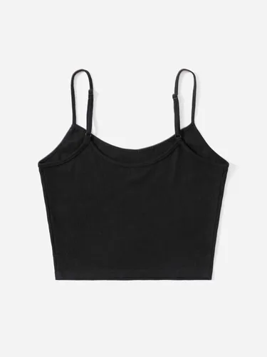 Miniatura 2 de SOLY HUX Camiseta corta de punto acanalado con tirantes delgados y estampado floral para mujer