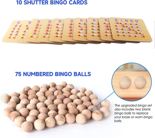 Miniatura 5 de GSE Games & Sports Expert Juego de Bingo de Lujo con Jaula Grande de Latón, 10 Tarjetas de Bingo con Ventanillas Deslizantes, Tablero Principal