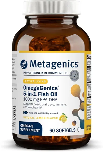 Metagenics OmegaGenics EPA-DHA 1000 mg - Suplemento de aceite de pescado Omega-3 de alta potencia para la salud del corazón, cerebro y