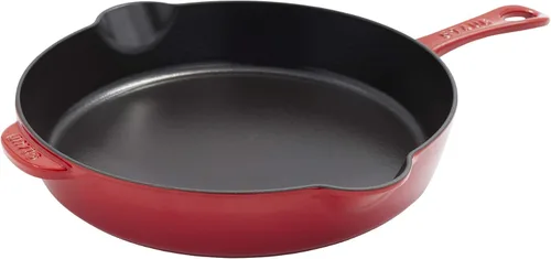 Staub - Sartén tradicional de hierro fundido de 11 pulgadas, color cereza, fabricada en Francia