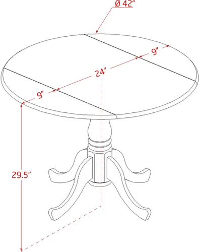 Miniatura 13 de East West Furniture DMMZ5-AB6-06 - Juego de mesa de comedor de 5 piezas para 4 personas, incluye una mesa de cocina redonda con Dropleaf y 4 sillas