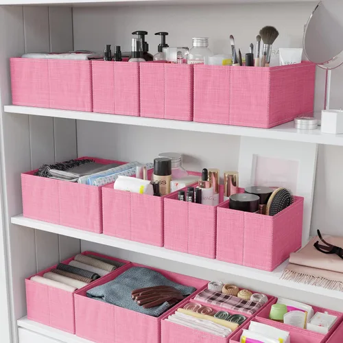Miniatura 6 de Neaterize - Juego de 12 organizadores de cajones para ropa, cestas separadoras para guardar ropa, maquillaje, baño, organizar ropa interior, Rosa