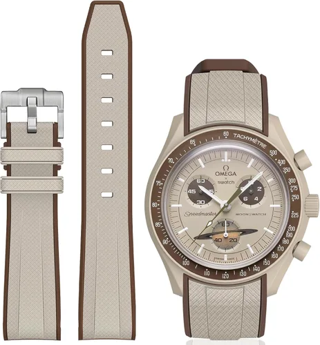 Miniatura 21 de Correa Stanchev para reloj Moonswatch, correa de silicona suave curvada sin espacio de 20mm para reloj Omega X Swatch Speedmaster, correa