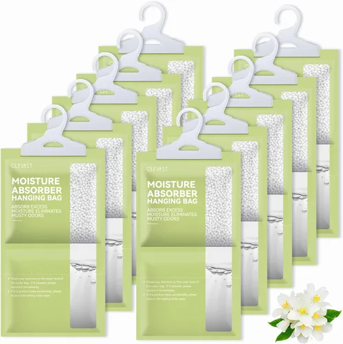 Miniatura 9 de CLEVAST Paquete de 10 bolsas de absorción de humedad, bolsas deshumidificadoras para armario, absorbentes de humedad colgantes sin perfume