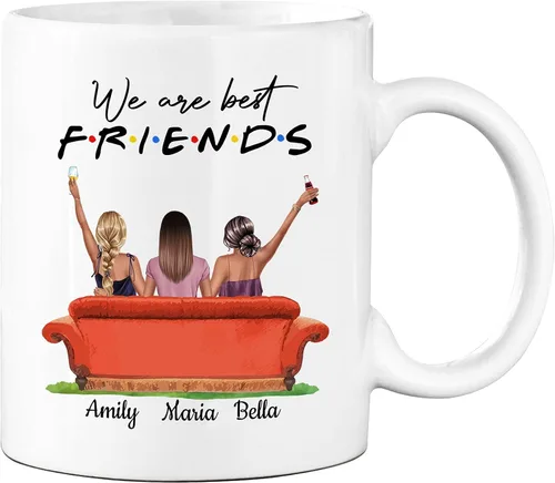 Miniatura 8 de Taza de café personalizada para mejor amiga para mujeres, taza de regalo personalizada de cuatro hermanas, nombres personalizados para mejores