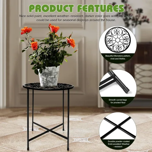 Miniatura 5 de Soporte para plantas para interiores y exteriores, soporte para macetas de 15 pulgadas de alto, soporte redondo de esquina de metal para maceta