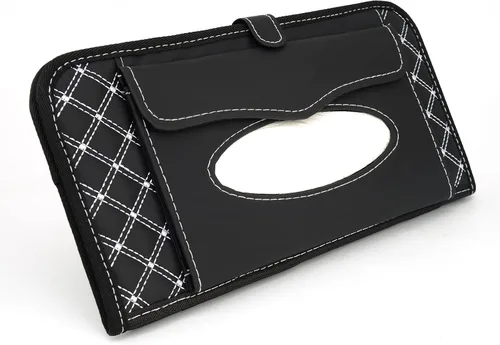 Miniatura 6 de Organizador para parabrisas de coche Aturmon, estuche de almacenamiento para 14 CD, negro, tela no tejida y cuero PU, plegable, 12.5 x 6.1 x 0.4