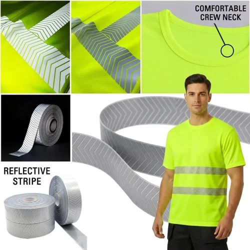 Miniatura 5 de Camiseta Hi Vis con tira reflectante de alta visibilidad, camisetas de seguridad personalizadas para tu logotipo, camisas de trabajo al aire libre