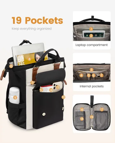 Miniatura 3 de LOVEVOOK - Mochila para laptop, para viaje de trabajo, bolso de enfermera, profesor, médico, viajero, para computadora de negocios, mochila