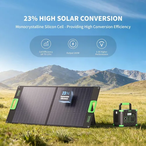 Miniatura 5 de GRECELL Panel solar portátil de 100W para generador de estación de energía, celda solar plegable de 20V cargador solar con cargador de batería