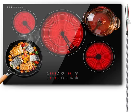 Miniatura 8 de SNDOAS Cocina eléctrica de 2 quemadores, 12 pulgadas integrada de 3000 W y 9 niveles de potencia, estufa eléctrica con control de perilla, cableado