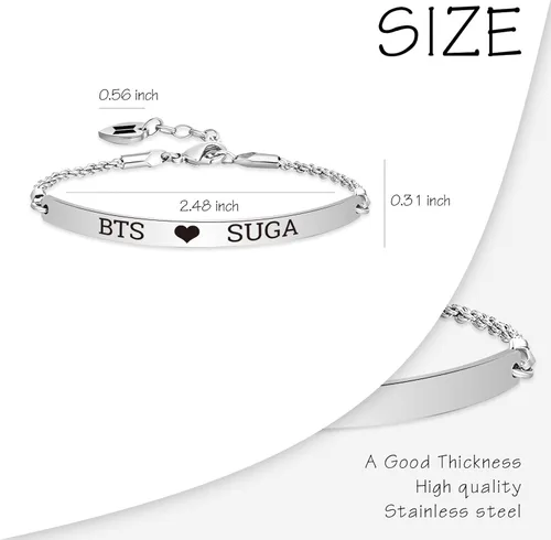 Miniatura 7 de WENATA Kpop Bangtan - Pulsera de cadena para niños con texto en inglés "To Love Yourself Army SUGA J-Hope JIN V Jimin RM JK, pulsera de cadena