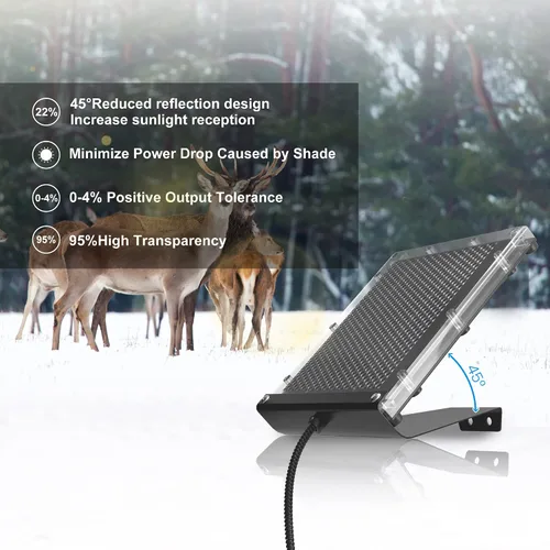 Miniatura 2 de POWOXI Panel solar de 12 V 1.7 W para recargar alimentador de ciervos, cargador solar impermeable para exteriores con soporte de montaje