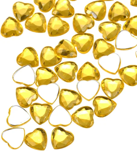 Miniatura 28 de MECCANIXITY 60 calcomanías acrílicas de diamantes de imitación de corazón de 0.315 in con parte trasera plana, gemas de plástico para manualidades