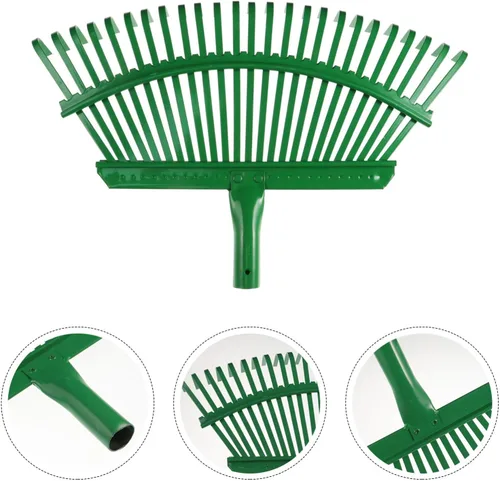 Miniatura 9 de INOOMP Rastrillo de hojas para césped, herramienta de jardinería resistente, dientes para una limpieza eficiente de hojas y desechos, diseño