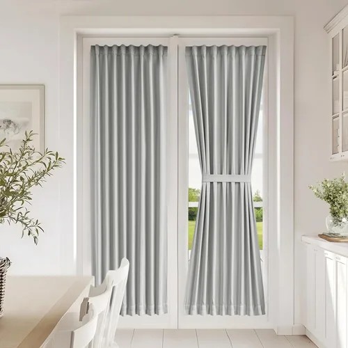 Miniatura 128 de Vatge - Cortinas autoadhesivas para puerta francesa, tratamiento de ventana con filtro de luz sin varillas ni perforaciones para puertas de cristal