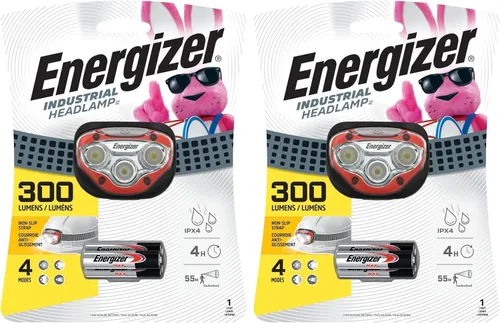 Energizer Linterna frontal industrial, resistente al agua, luz LED brillante para sombrero, luz de trabajo duradera, baterías incluidas, paquete de 2