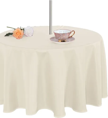 Miniatura 15 de Fitable Cubierta de Mesa Ovalada Oblonga para Exteriores e Interiores - Mantel Lavable Impermeable Sin Arrugas con Cremallera y Orificio para Beige