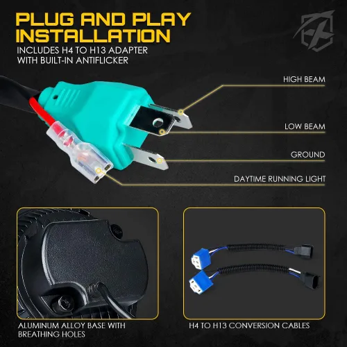 Miniatura 7 de Xprite Faros LED redondos de 7" compatibles con Jeep Wrangler JK JKU LJ CJ TJ 1997-2018, Hummer H1 H2, faros con anillo de halo aprobados por DOT