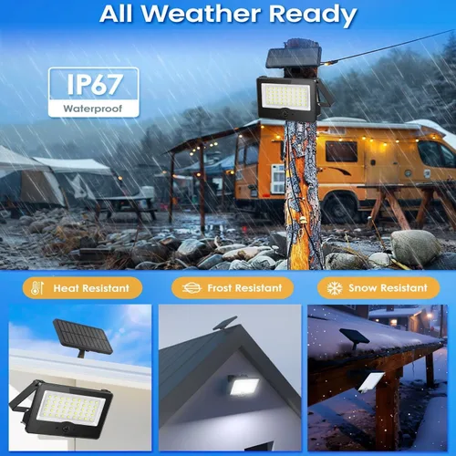 Miniatura 7 de Paquete de 6 luces LED solares de pared para exteriores, luces de seguridad con sensor de movimiento de 20 W con 3 modos de iluminación, luz de 6