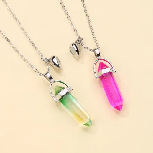 Miniatura 19 de Collar magnético de corazón dividido a juego para parejas, colgante de atracción mutua de cristal, regalo de joyería de amistad para mejores amigos