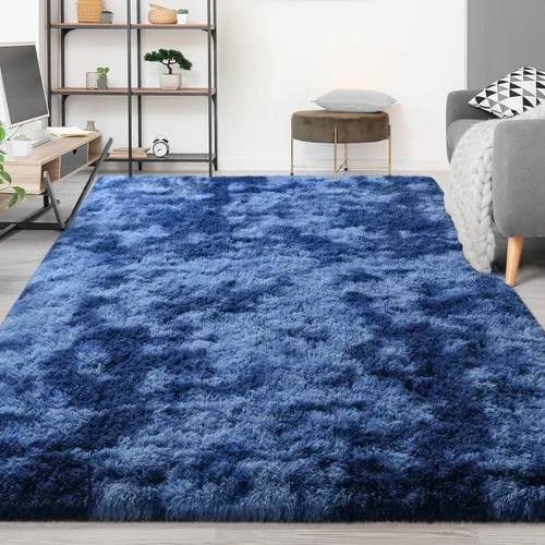 Miniatura 90 de FlyDOIT Alfombras Grandes para Sala de Estar, 5x8 Pies Alfombra Shaggy Teñida con Tie-Dye Gris Oscuro, Alfombras Mullidas Tipo Manta, Alfombras