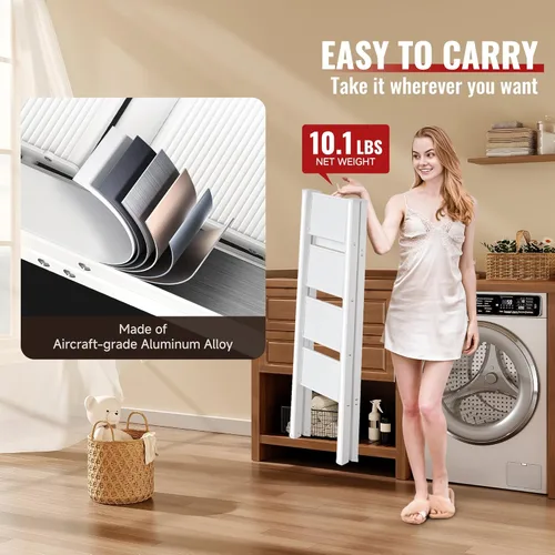 Miniatura 5 de Escalera de 4 escalones, taburete plegable de aluminio con pedal antideslizante resistente y ancho, escalera portátil ligera para uso en el hogar