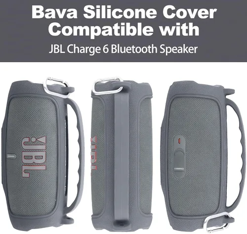 Miniatura 4 de Funda de silicona compatible con altavoz Bluetooth JBL Charge 5 portátil e impermeable (Cubierta de silicona gris)
