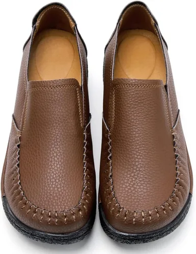 Miniatura 3 de UZB Mocasines de cuero sin cordones para mujer, cómodos zapatos de plataforma casuales