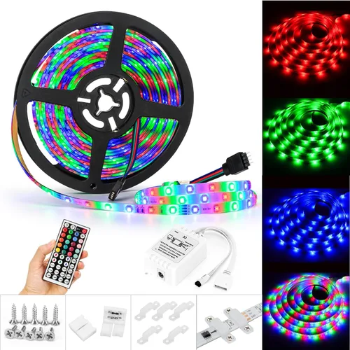 Miniatura 8 de Resistente al agua IP65, tira de luz LED flexible impermeable de 12V, tiras de luz LED cortables de 16.4 pies/5m, 300 unidades 3528 LEDs, cinta LED
