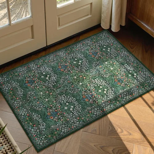 Miniatura 15 de Lahome Tapete floral lavable, suave, para entrada y cocina, 2 x 3 pies, antideslizante, bohemio, ultradelgado, fácil de limpiar, para interior, Azul