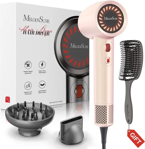 Miniatura 9 de MelodySusie Secador de pelo, secador de pelo iónico profesional de 1600 W para secado rápido, secador de pelo de alta velocidad de 120,000 RPM