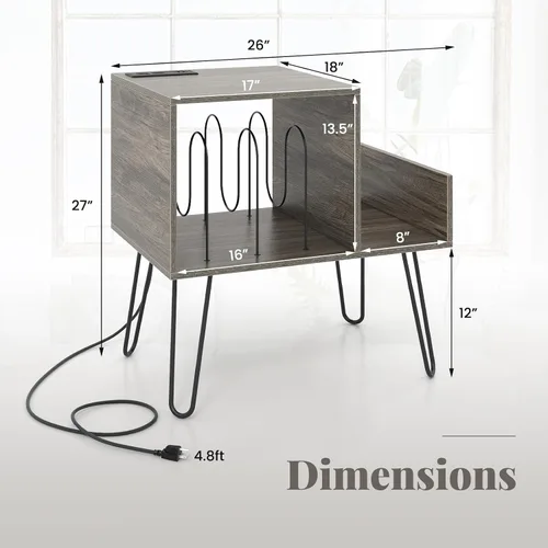 Miniatura 9 de Giantex Soporte para tocadiscos, gris