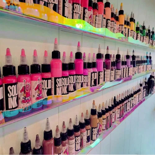 Miniatura 6 de YMVV Estante de esmalte de uñas de 15 pulgadas, estante montado en la pared, paquete de 6 organizadores de acrílico iridiscente arcoíris
