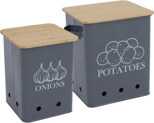 Contenedor de almacenamiento de cebolla de papa, juego de 2 recipientes de almacenamiento de cocina, organizador de despensa de cocina, conservador