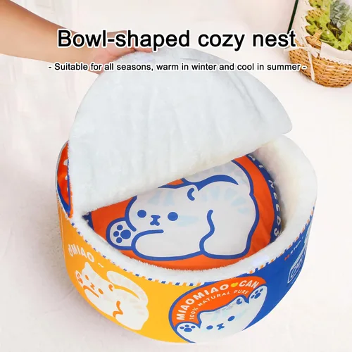 Miniatura 3 de 寵幸 Ramen Noodle Cama para Perros y Gatos, Nido Creativo Mantiene el Calor y Super Suave para Gatos de Interior, Cojín Extraíble y Lavable para Azul