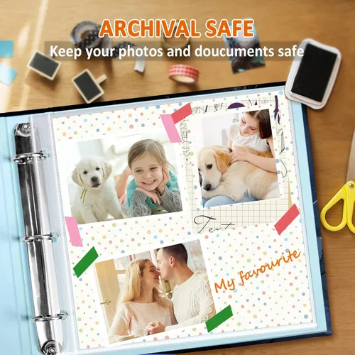 Miniatura 2 de Protectores de páginas de álbumes de recortes de 12 x 12, paquete de 100 páginas de repuesto pesadas para carpeta de álbumes de recortes y álbum