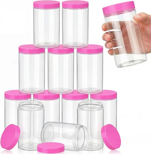 Miniatura 35 de SATINIOR Paquete de 12 frascos de plástico con tapas, frascos redondos para cosméticos de viaje, para artículos de tocador, loción, crema