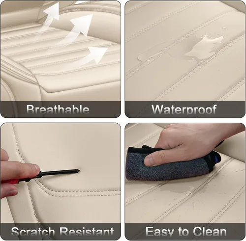 Miniatura 7 de Fundas de asiento de cuero para Toyota RAV4 1999-2026, transpirables, impermeables, elegantes, accesorios interiores de automóviles