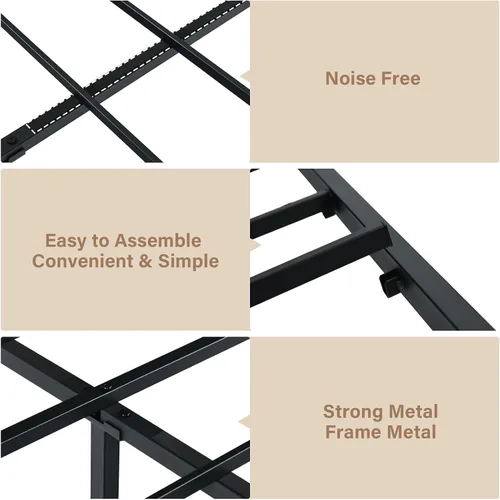 Miniatura 5 de Catrimown - Bases de cama individuales con cabecero, base de cama metálica de tamaño individual con fuerte soporte de listones de acero, cama