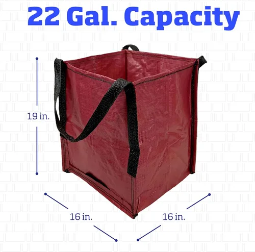 Miniatura 7 de DURASACK Bolsa de Almacenamiento Resistente de 22 Galones Tejida de Polipropileno, Diseño Autoportante Reutilizable, Soporta hasta 500 Libras, Rojo